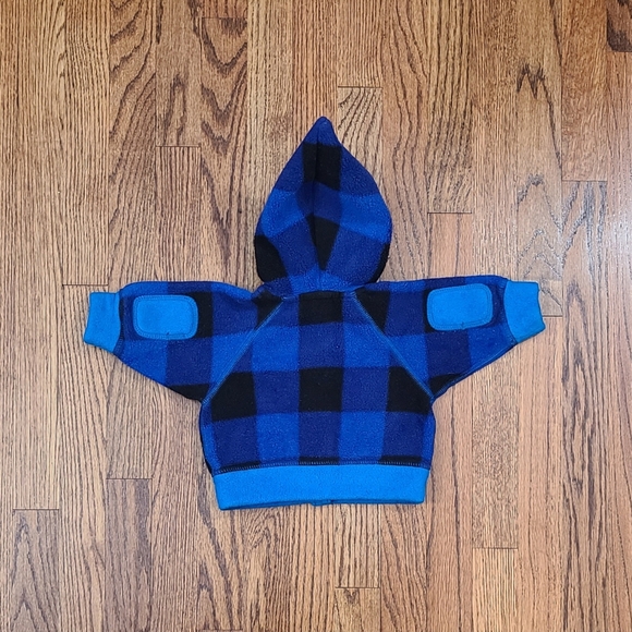 Patagonia Swirly Top Fleece Button Up Jacket Blue Plaid Size 0 Months NB - Picture 3 of 10
